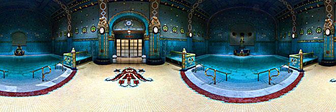 гид по Будапешту Анна Чайковская. панорама мужского зала купальни «Гелерт», Будапешт, Венгрия. гид по Будапешту